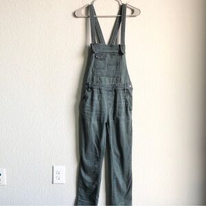 Free People Lexden Super Skinny Overalls Washed Teal Grey 25 OB454150